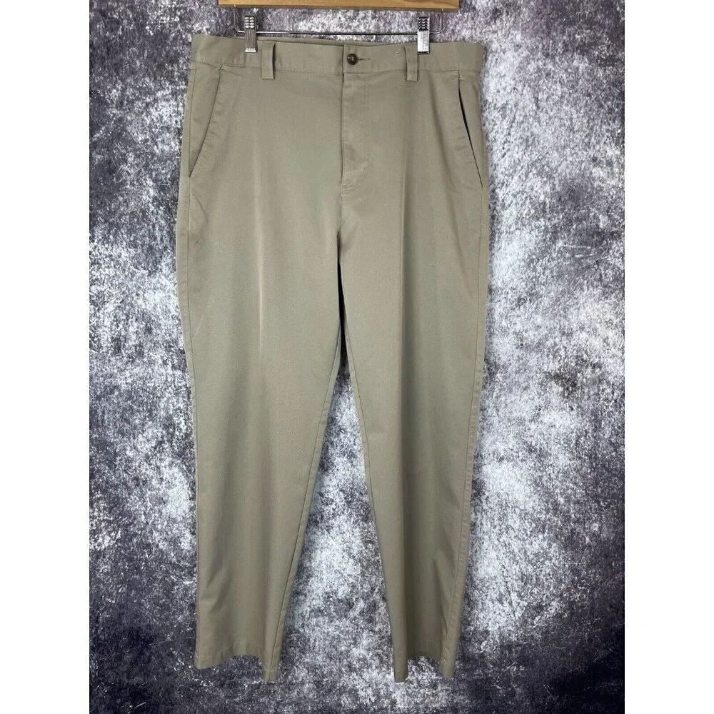 Adidas Pants Mens 34 X 32 Climalite Golf Tan Flat Front‎ Lightweight Preppy Club